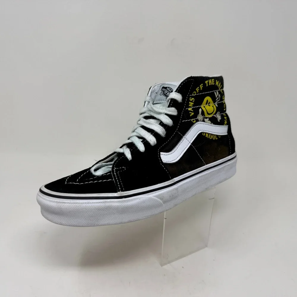 Vans Sk8-Hi Smiley Face Off The Wall Black High Top Sneakers Mens 7 Womens 8.5